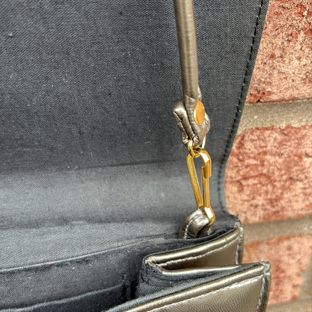 Vintage Ande Bronze Pewter Metallic Crossbody Clutch Bag Removable Strap Vintage - Picture 11 of 15